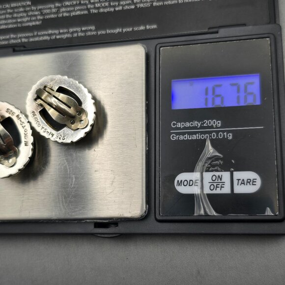 VTG Taxco Sterling Silver & Black Onyx Filigree Clip-On Earrings 1.25" TS-14 - Picture 12 of 12